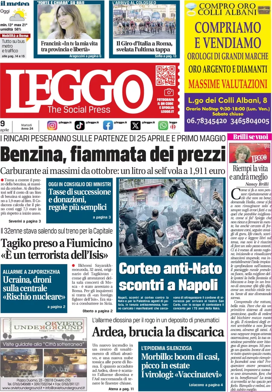 Prima-pagina-leggo-edizione-di-oggi-09-04-2024