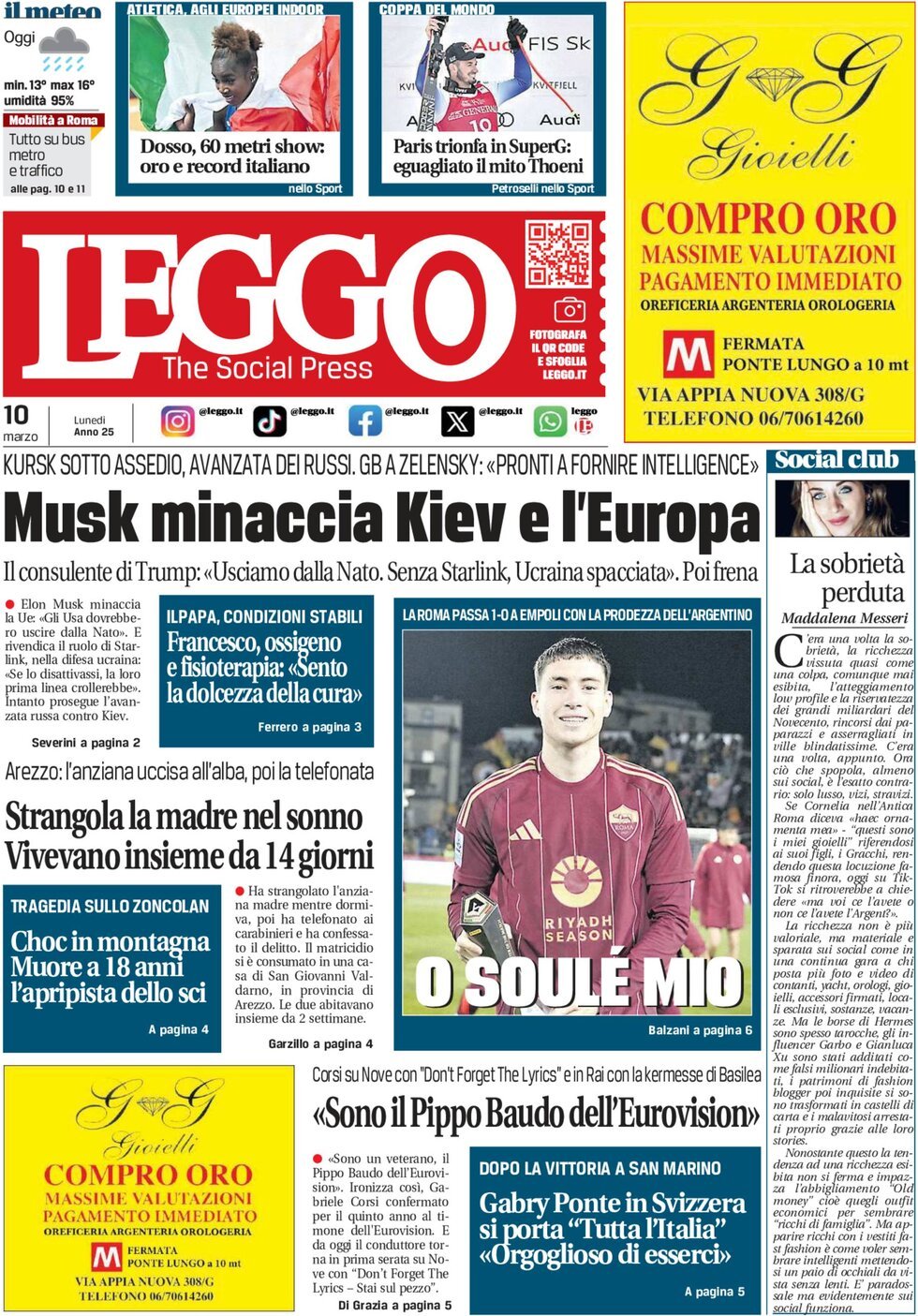 Prima-pagina-leggo-edizione-di-oggi-10-03-2025