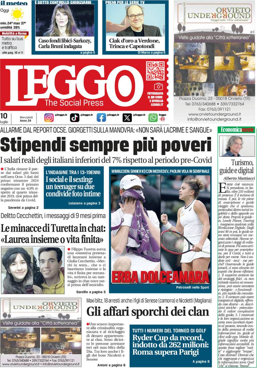 Prima-pagina-leggo-edizione-di-oggi-10-07-2024