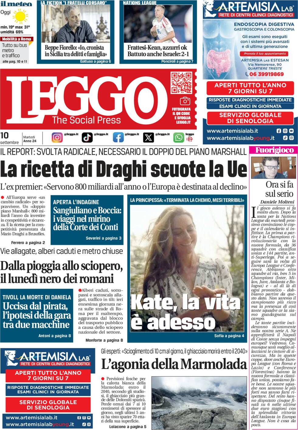 Prima-pagina-leggo-edizione-di-oggi-10-09-2024