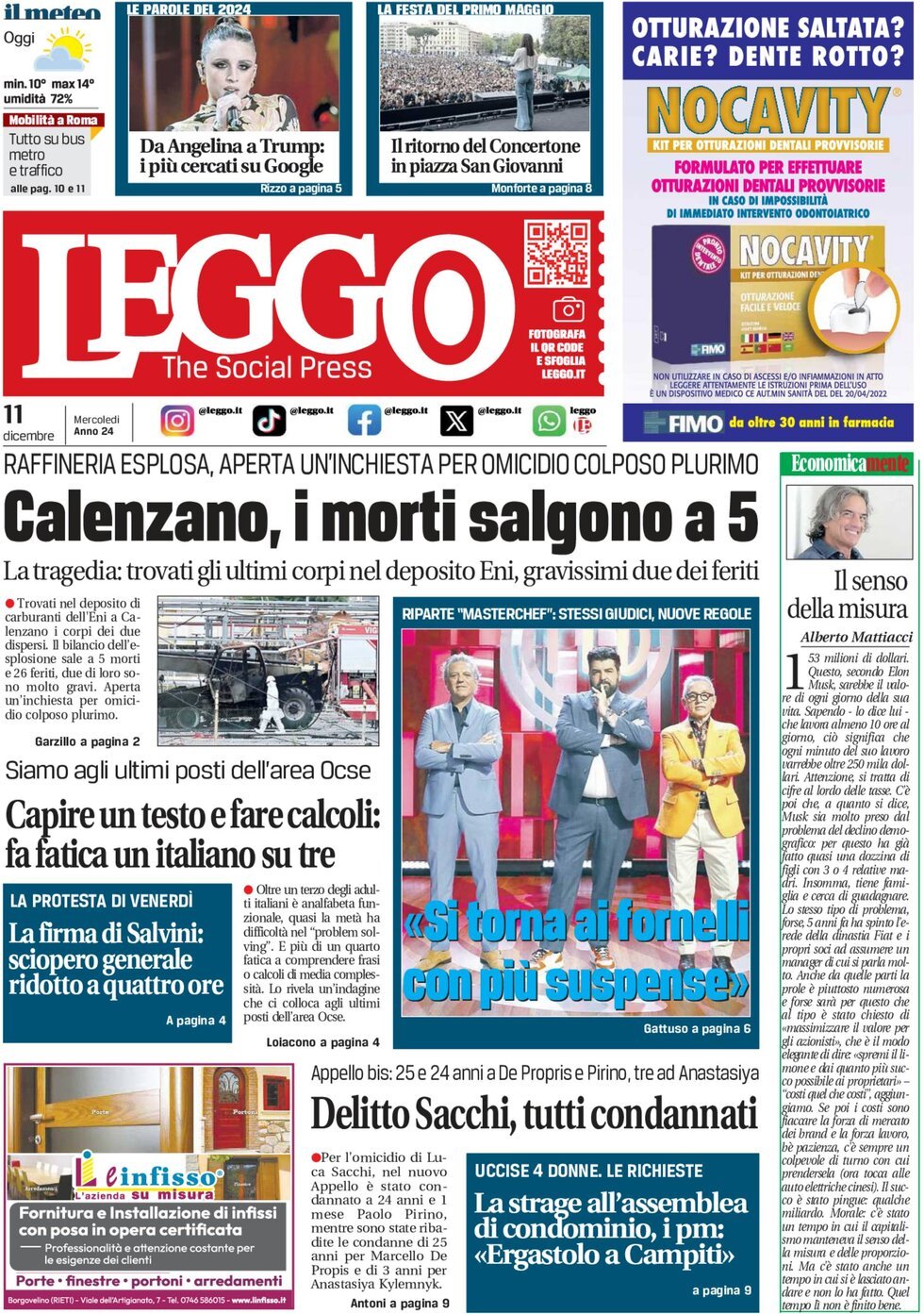 Prima-pagina-leggo-edizione-di-oggi-11-12-2024