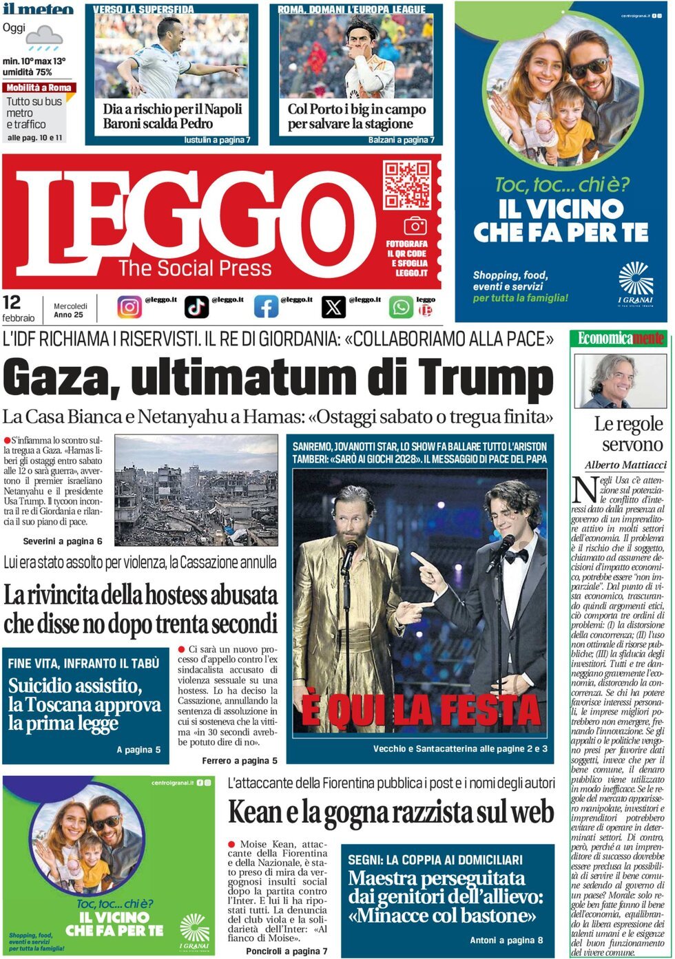 Prima-pagina-leggo-edizione-di-oggi-12-02-2025