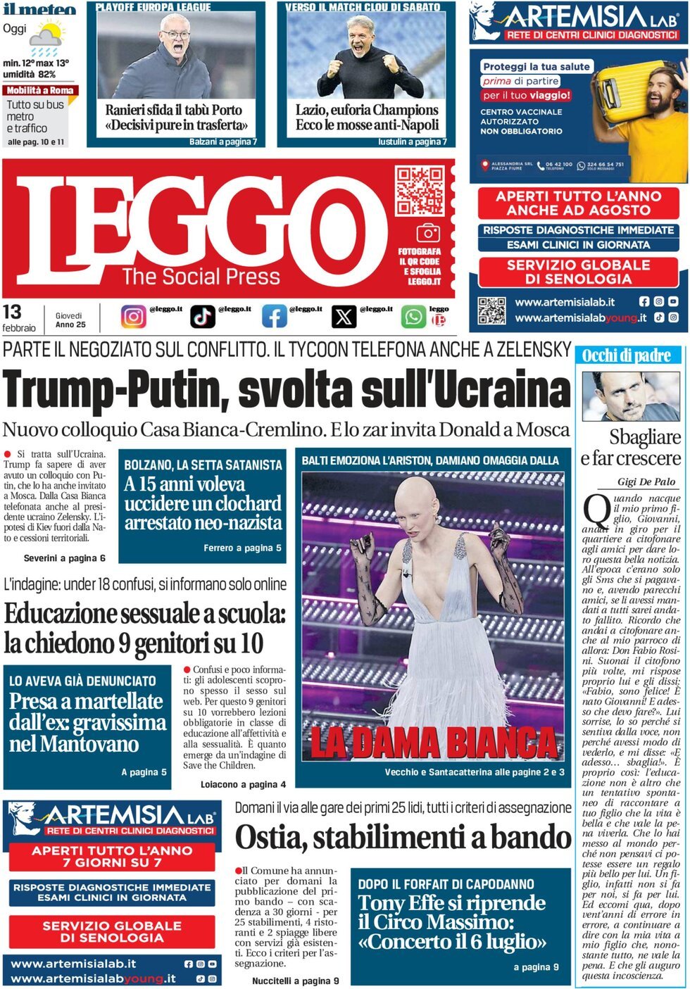 Prima-pagina-leggo-edizione-di-oggi-13-02-2025