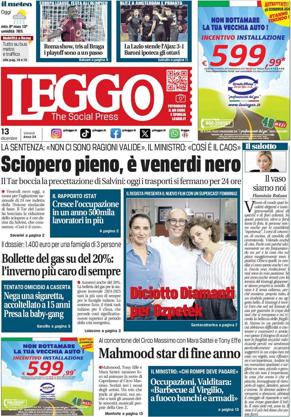 Prima-pagina-leggo-edizione-di-oggi-13-12-2024