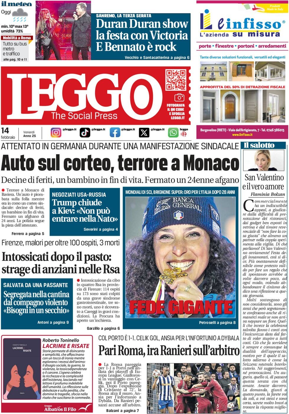 Prima-pagina-leggo-edizione-di-oggi-14-02-2025