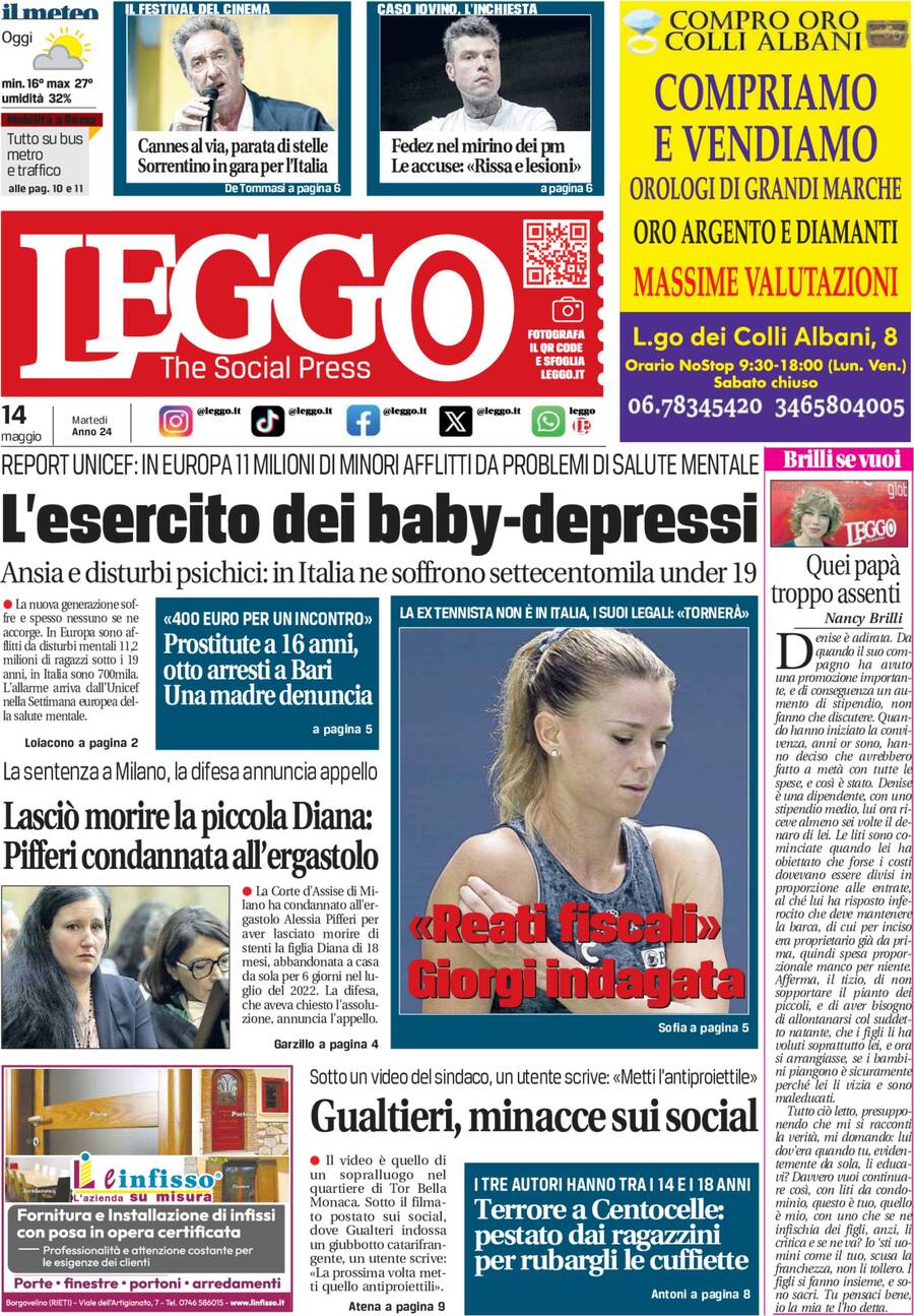 Prima-pagina-leggo-edizione-di-oggi-14-05-2024