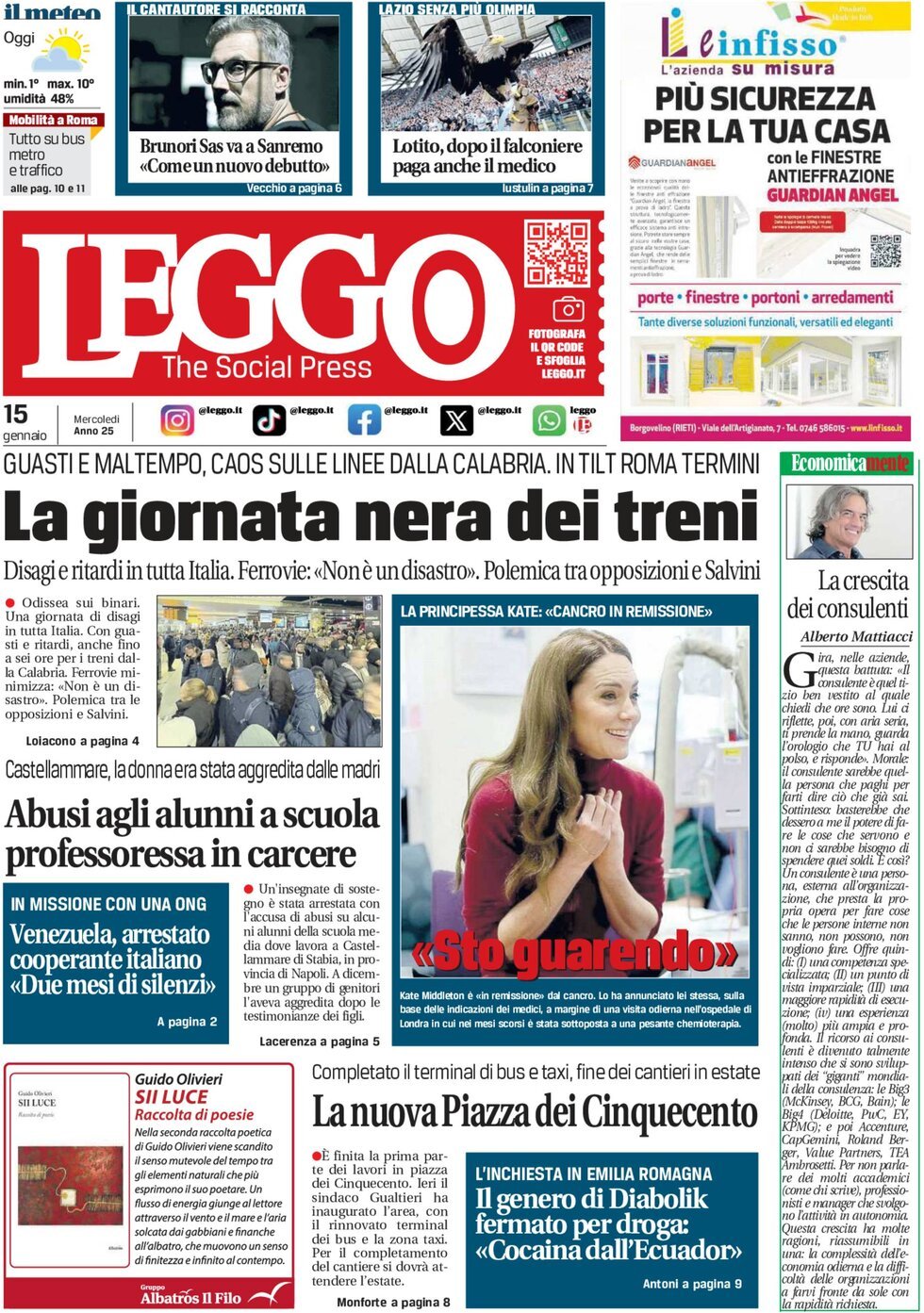 Prima-pagina-leggo-edizione-di-oggi-15-01-2025