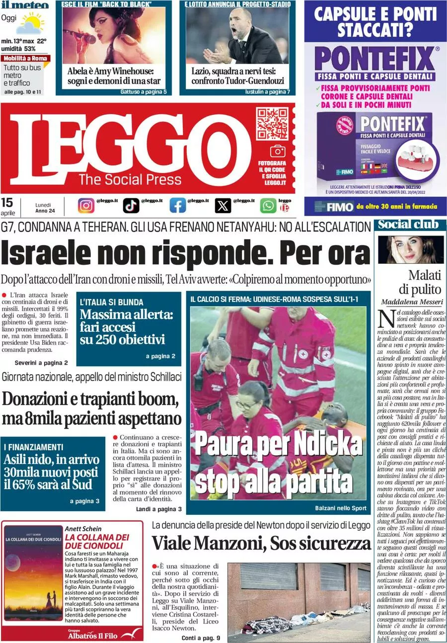 Prima-pagina-leggo-edizione-di-oggi-15-04-2024