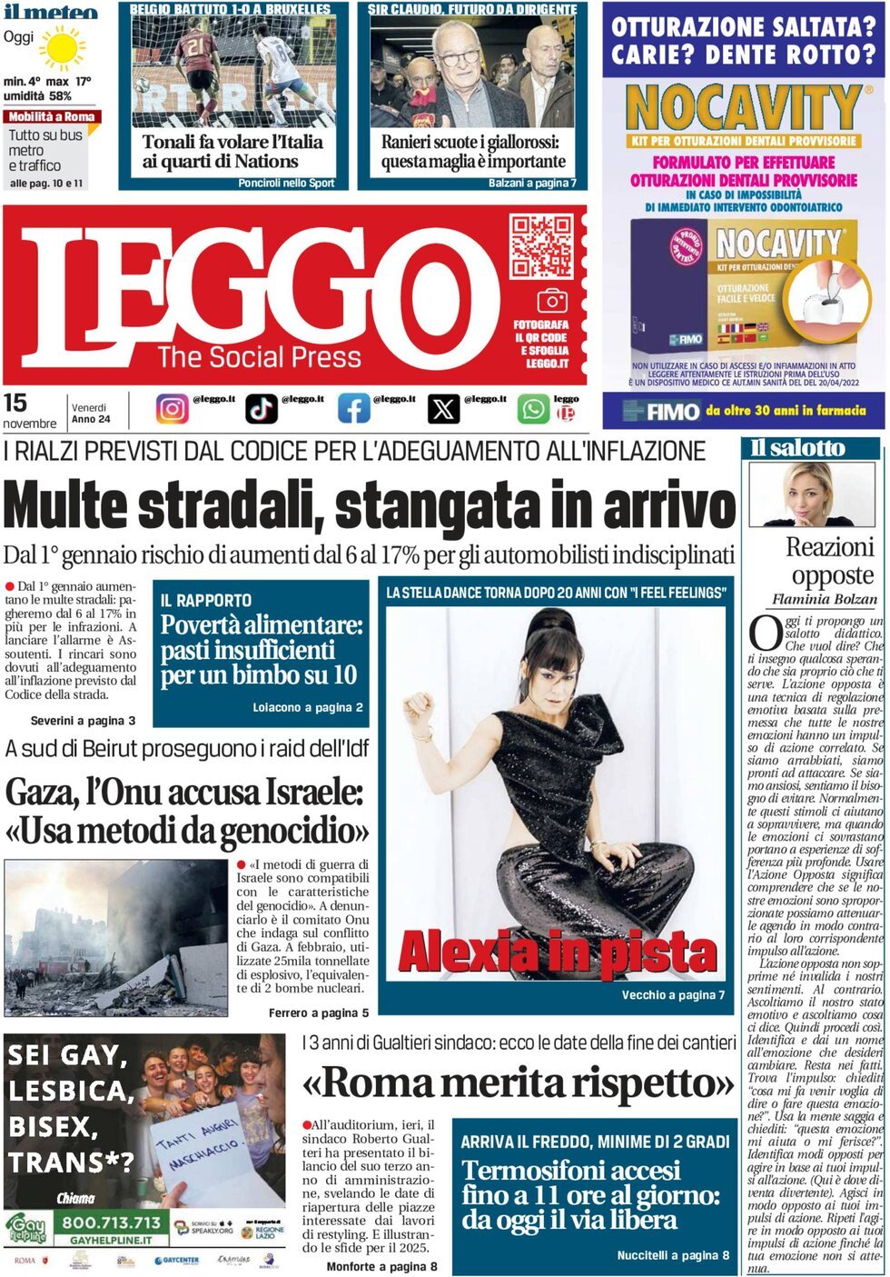 Prima-pagina-leggo-edizione-di-oggi-15-11-2024