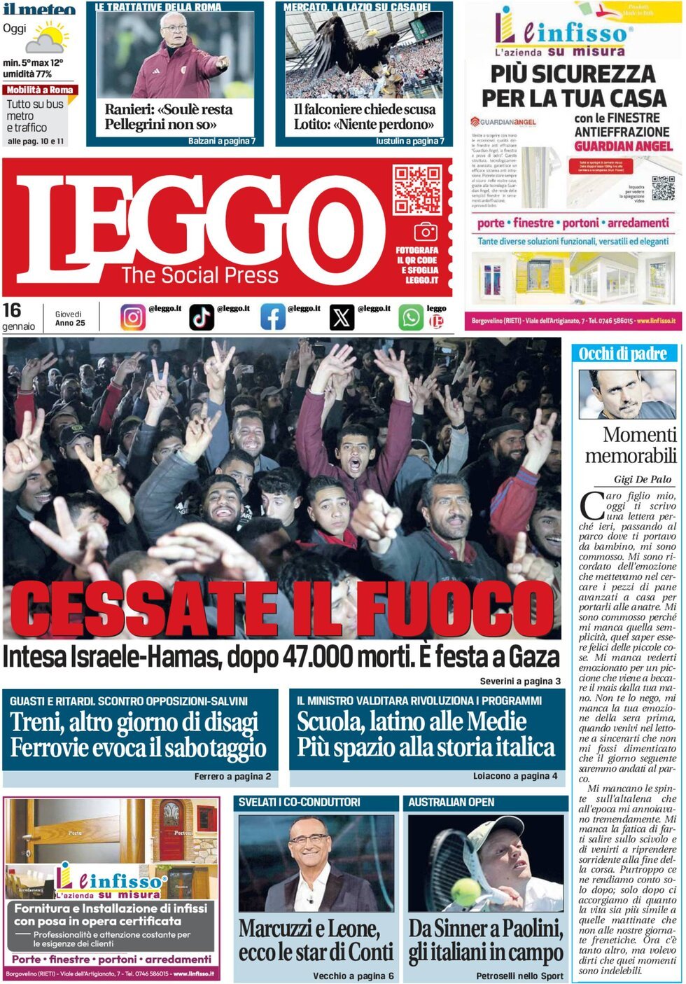 Prima-pagina-leggo-edizione-di-oggi-16-01-2025