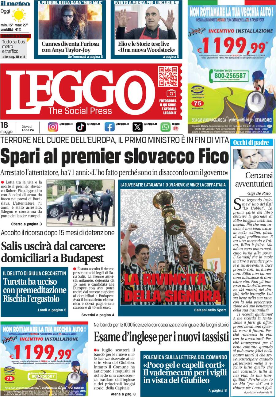 Prima-pagina-leggo-edizione-di-oggi-16-05-2024