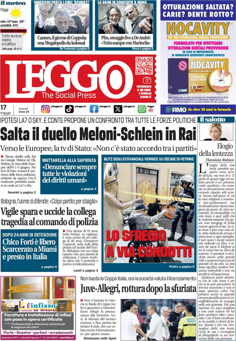 Prima-pagina-leggo-edizione-di-oggi-17-05-2024