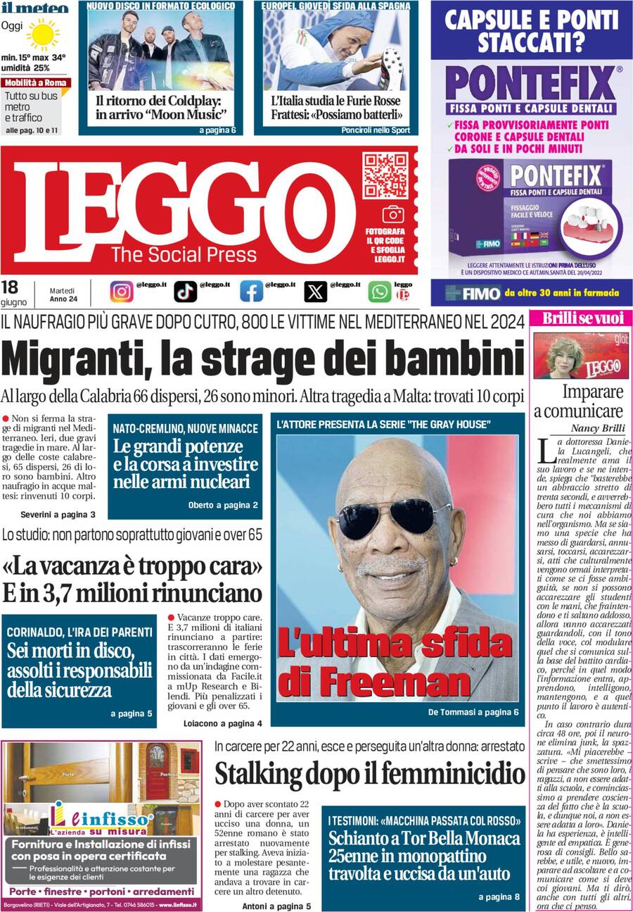 Prima-pagina-leggo-edizione-di-oggi-18-06-2024