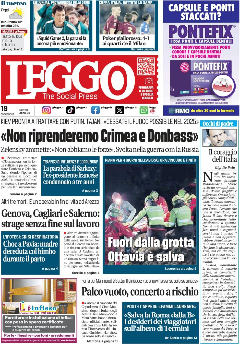 Prima-pagina-leggo-edizione-di-oggi-19-12-2024