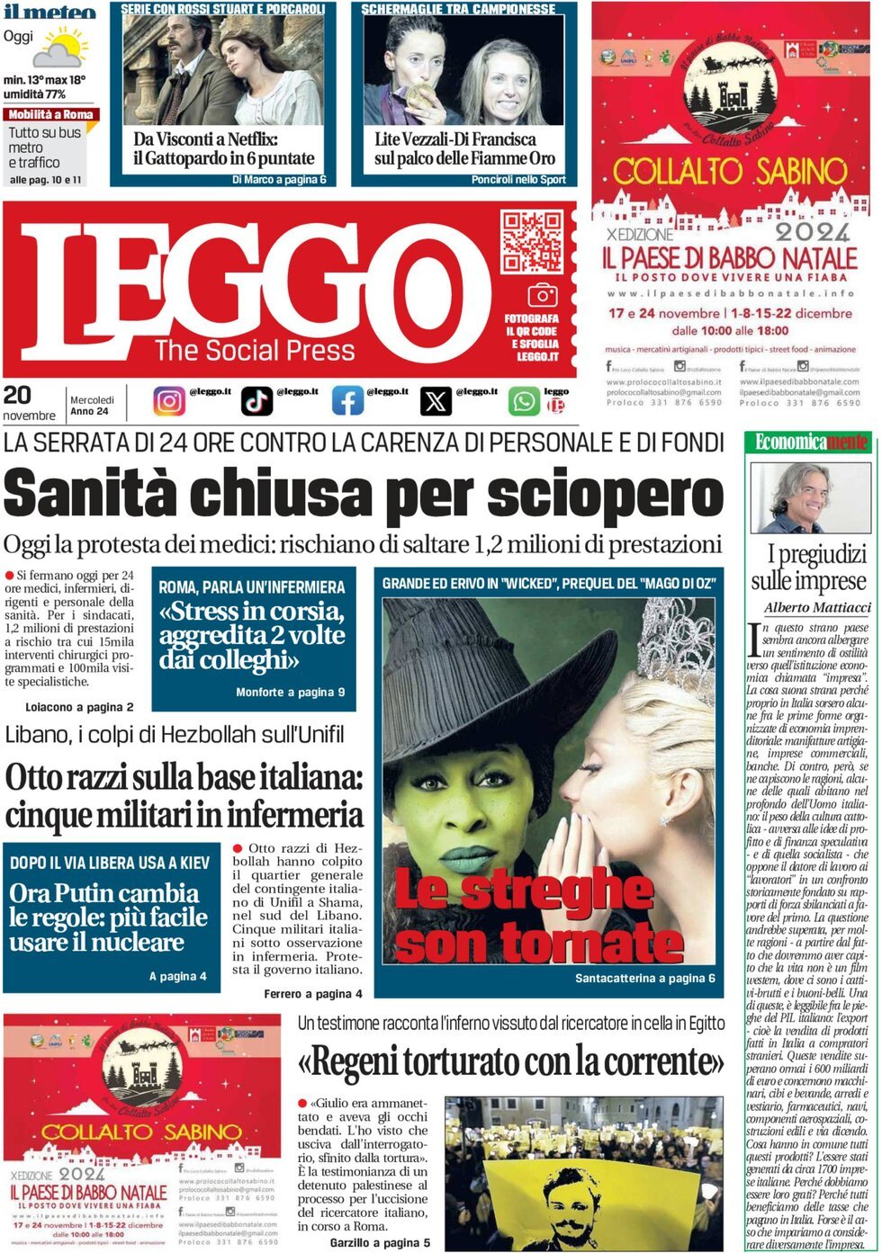 Prima-pagina-leggo-edizione-di-oggi-20-11-2024