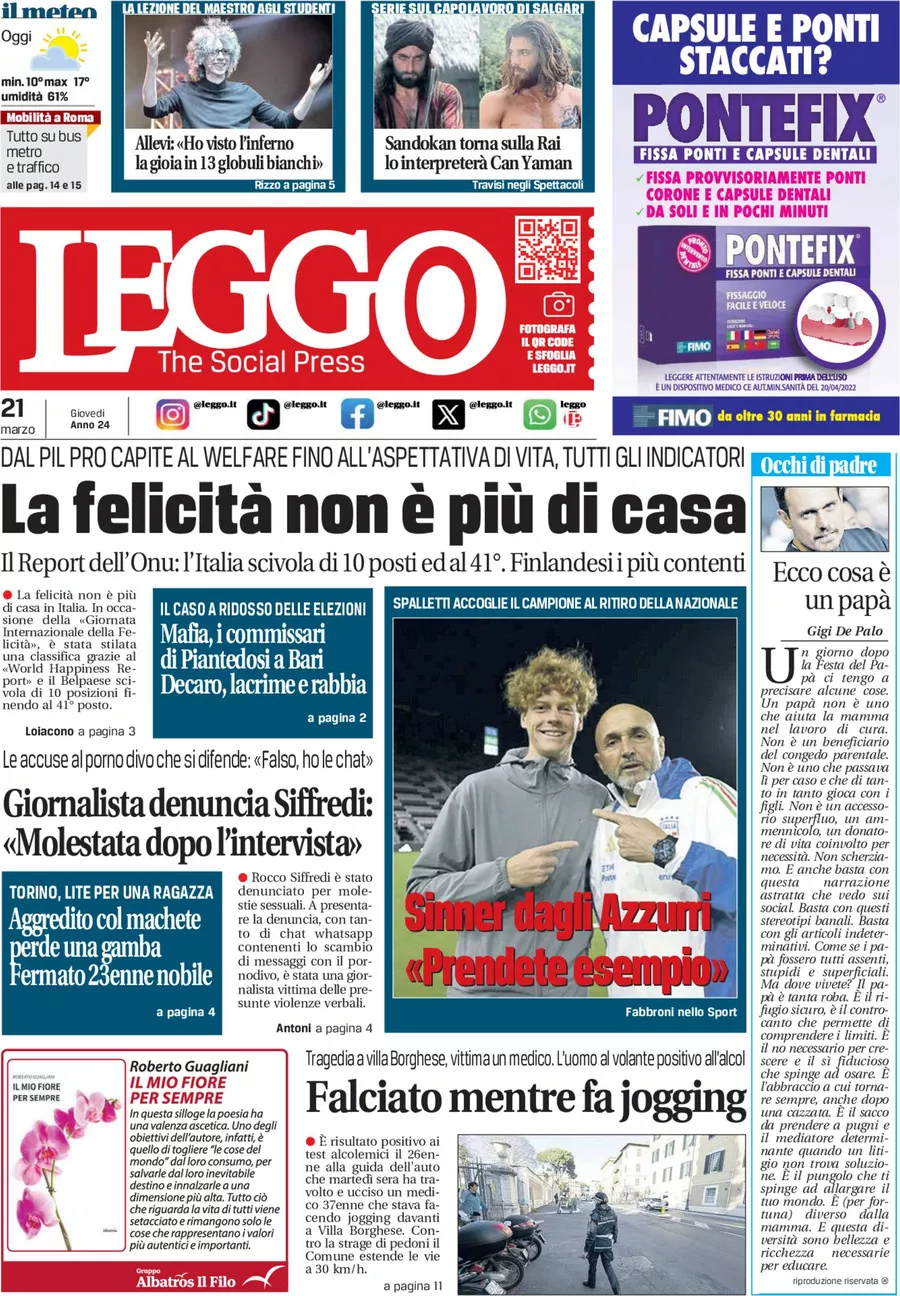 Prima-pagina-leggo-edizione-di-oggi-21-03-2024