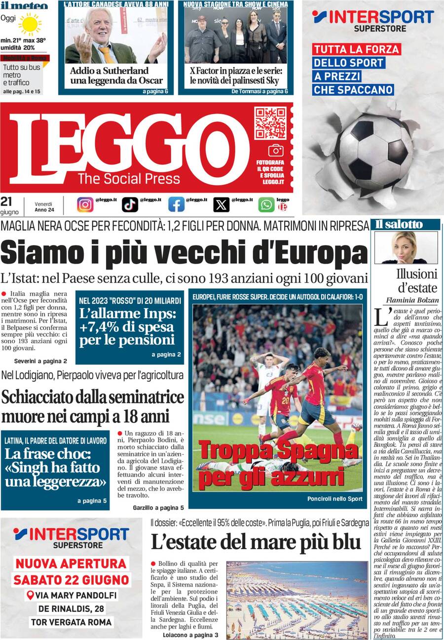 Prima-pagina-leggo-edizione-di-oggi-21-06-2024