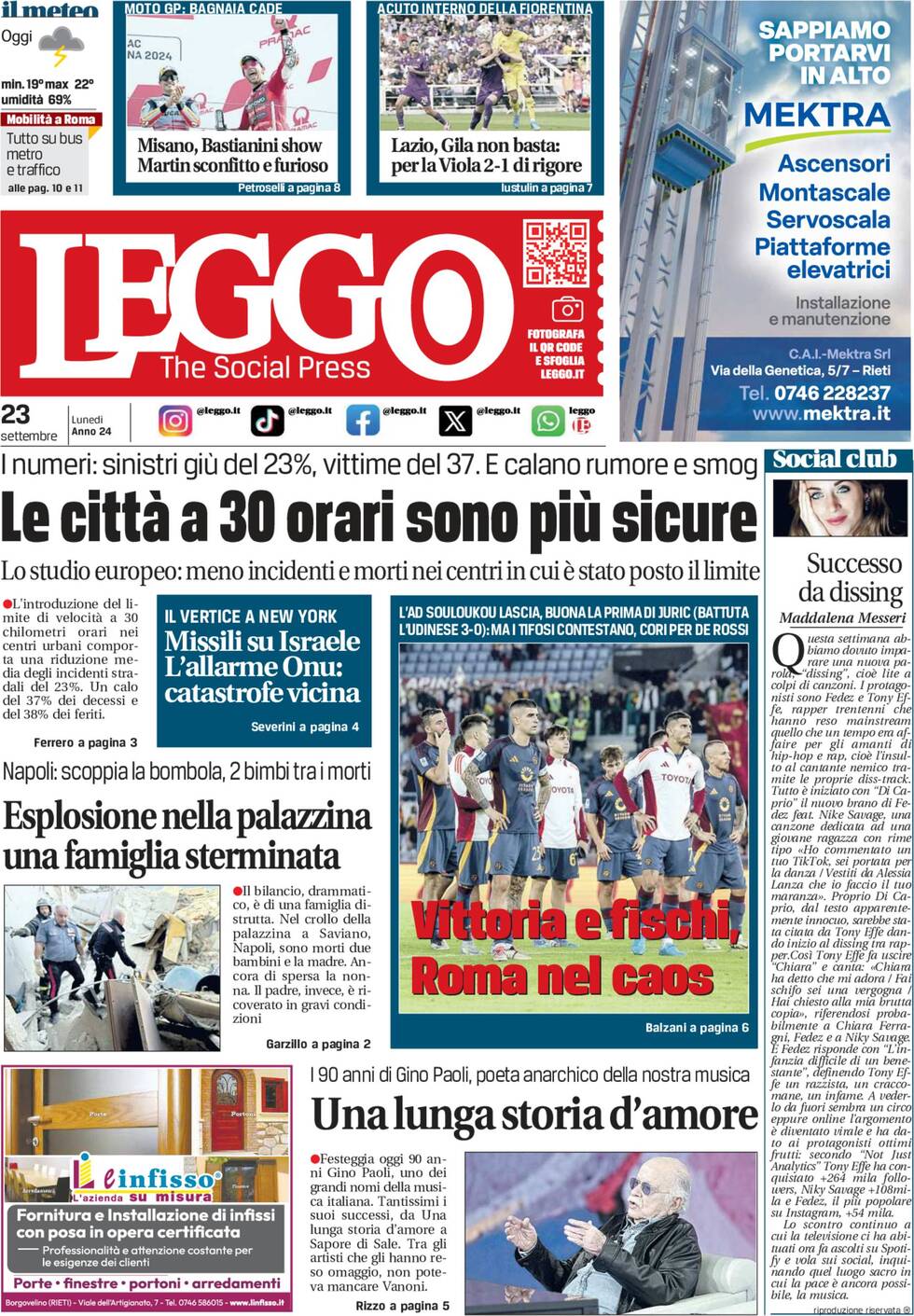 Prima-pagina-leggo-edizione-di-oggi-23-09-2024