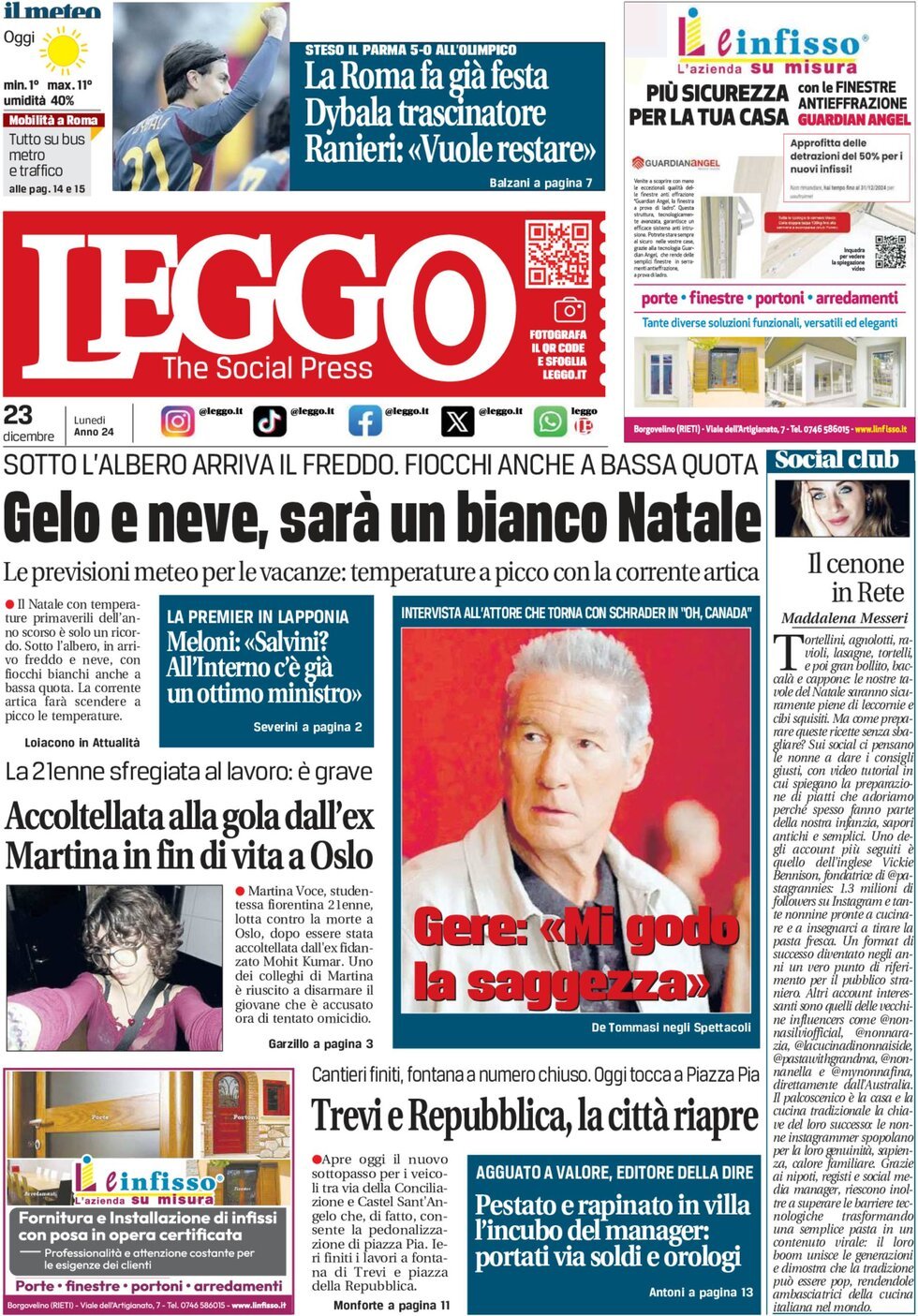 Prima-pagina-leggo-edizione-di-oggi-23-12-2024