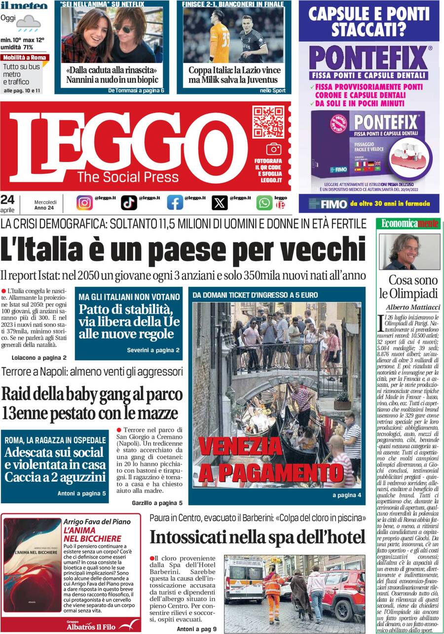 Prima-pagina-leggo-edizione-di-oggi-24-04-2024