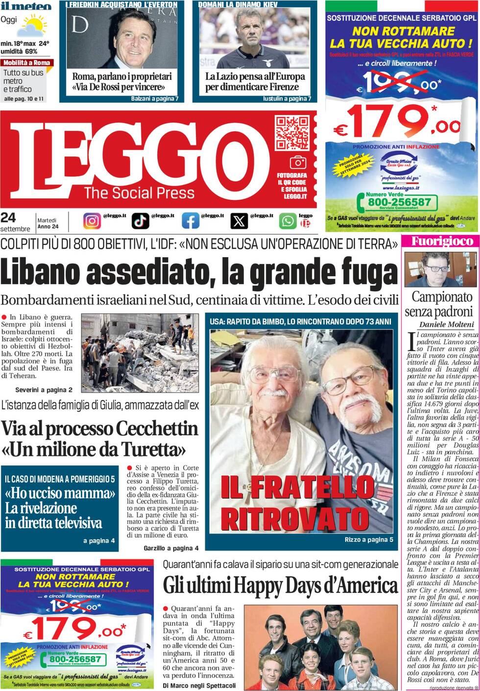 Prima-pagina-leggo-edizione-di-oggi-24-09-2024