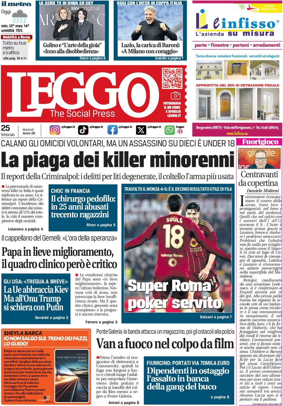 Prima-pagina-leggo-edizione-di-oggi-25-02-2025