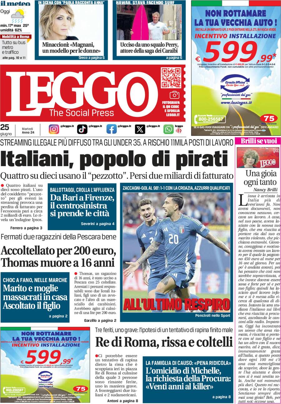 Prima-pagina-leggo-edizione-di-oggi-25-06-2024