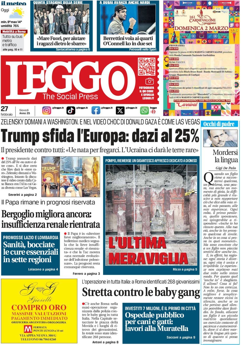 Prima-pagina-leggo-edizione-di-oggi-27-02-2025