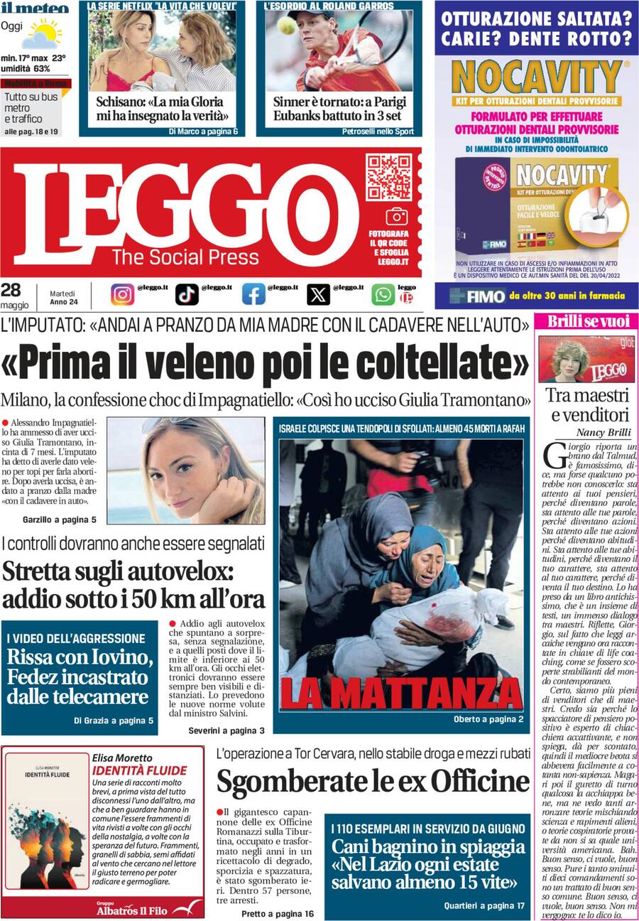 Prima-pagina-leggo-edizione-di-oggi-28-05-2024