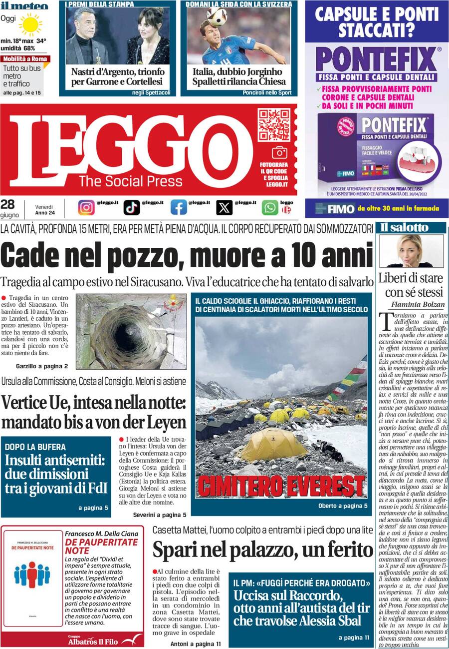 Prima-pagina-leggo-edizione-di-oggi-28-06-2024