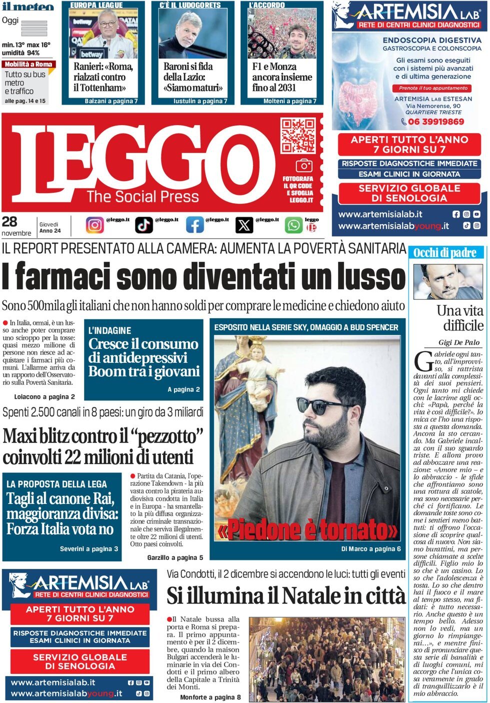 Prima-pagina-leggo-edizione-di-oggi-28-11-2024