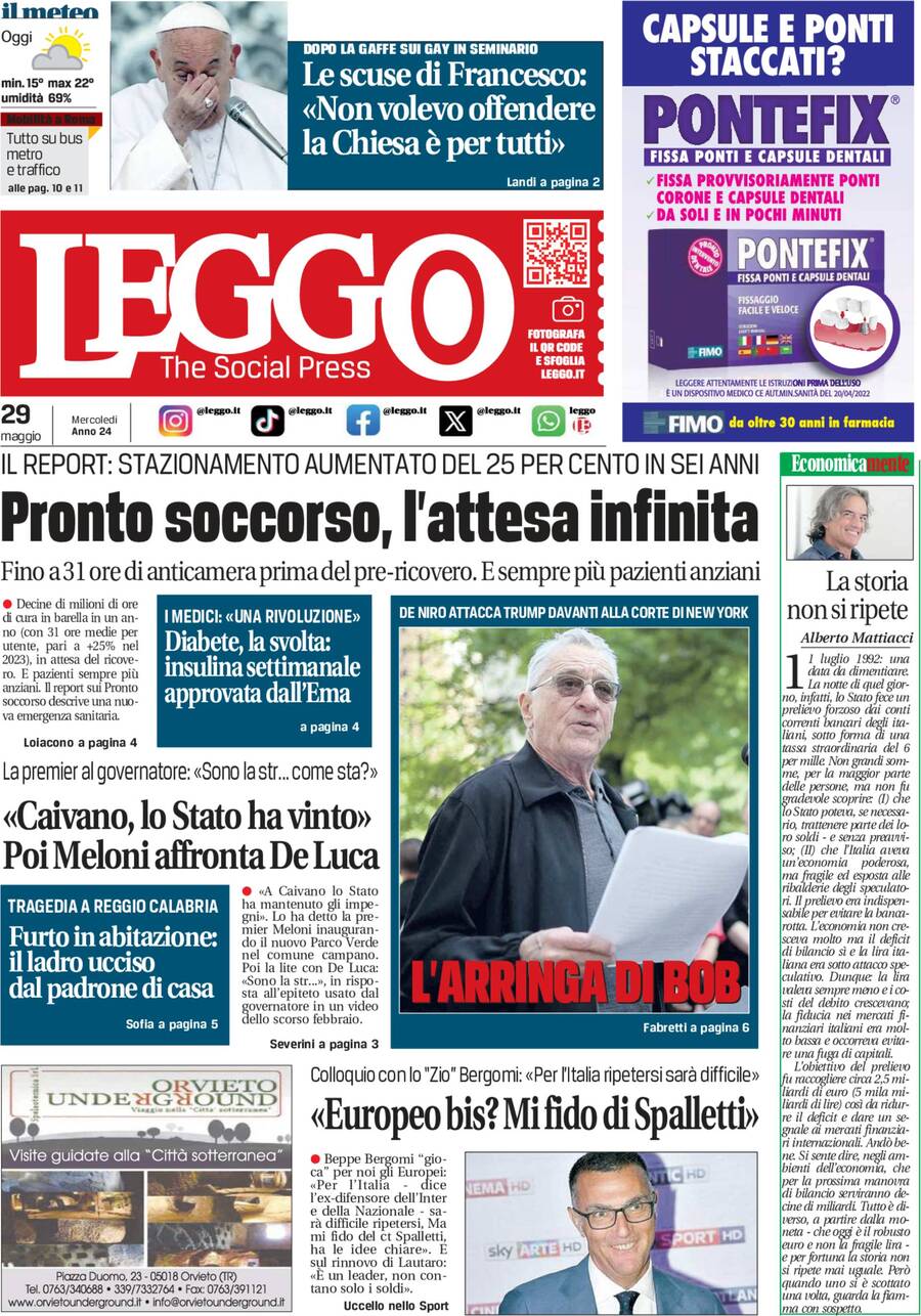 Prima-pagina-leggo-edizione-di-oggi-29-05-2024