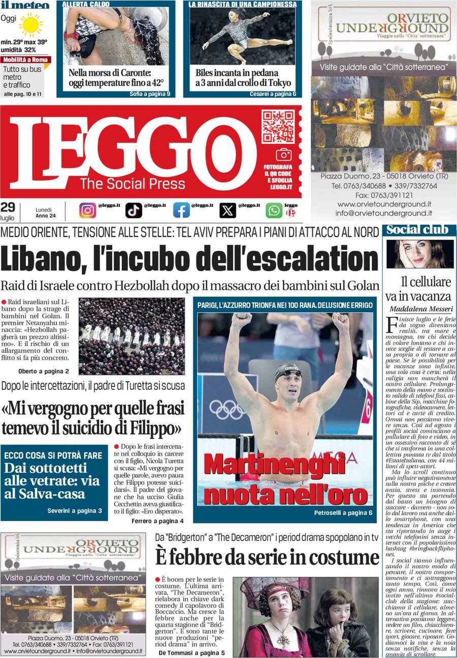 Prima-pagina-leggo-edizione-di-oggi-29-07-2024