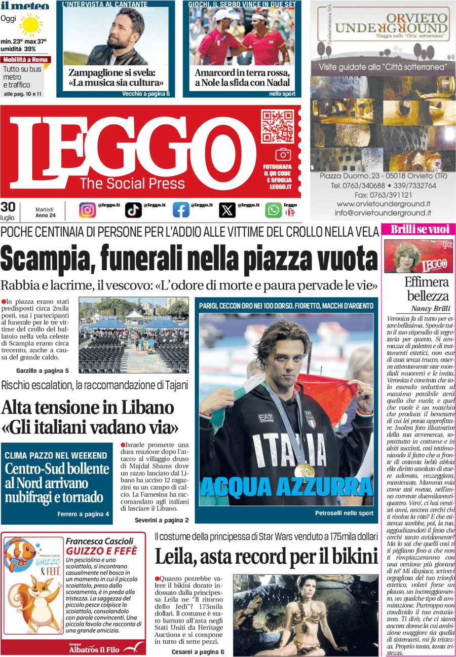 Prima-pagina-leggo-edizione-di-oggi-30-07-2024