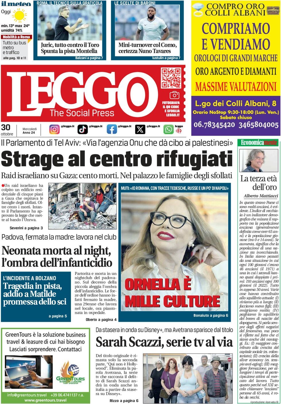 Prima-pagina-leggo-edizione-di-oggi-30-10-2024