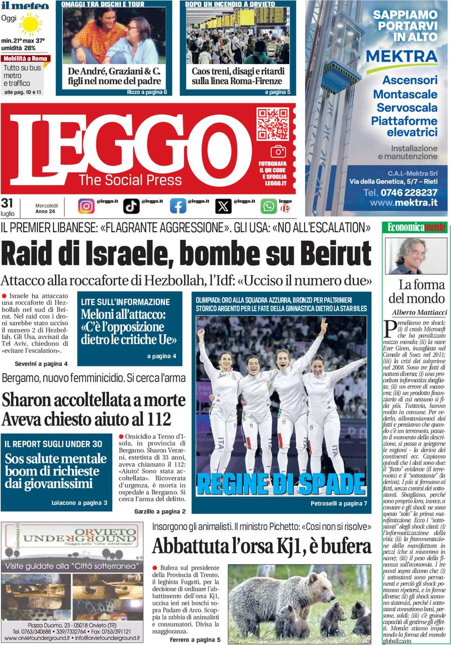 Prima-pagina-leggo-edizione-di-oggi-31-07-2024