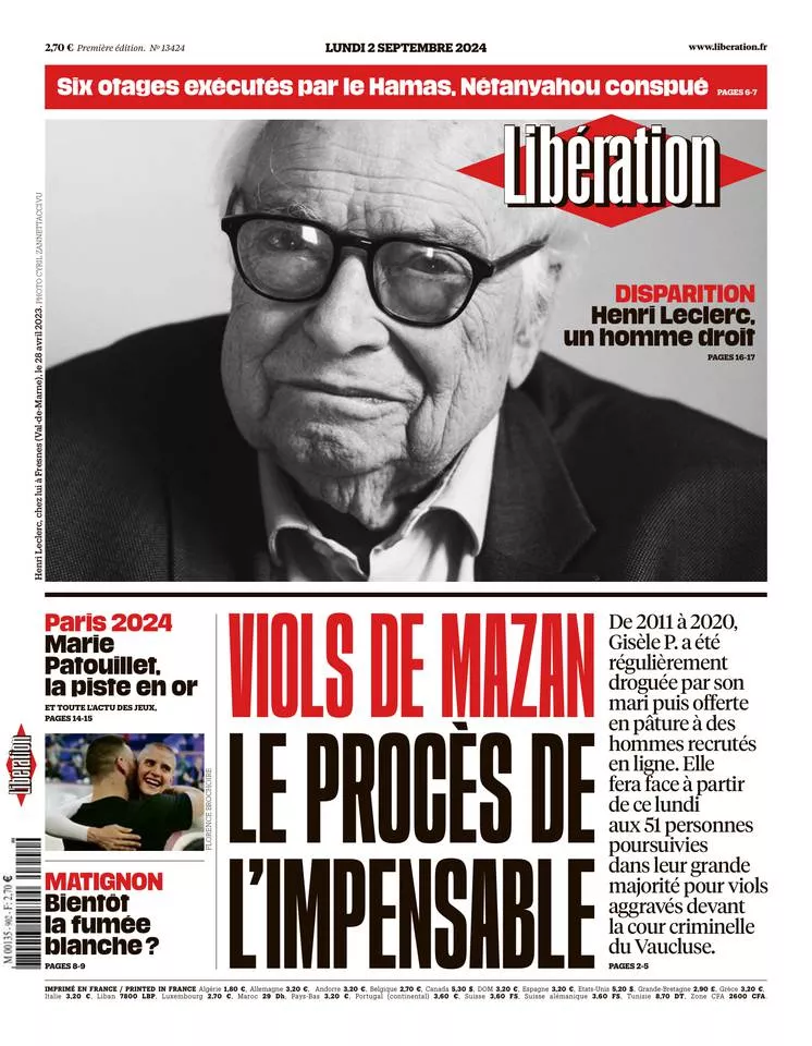 Prima-pagina-liberation-oggi-edizione-di-oggi-01-09-2024