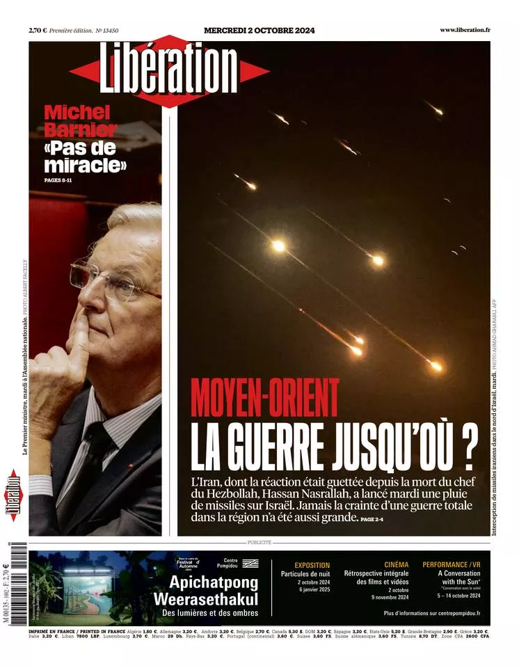 Prima-pagina-liberation-oggi-edizione-di-oggi-01-10-2024