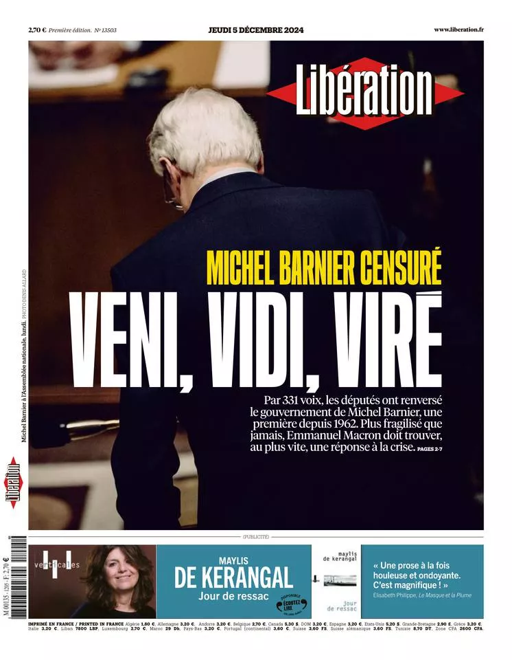 Prima-pagina-liberation-oggi-edizione-di-oggi-05-12-2024