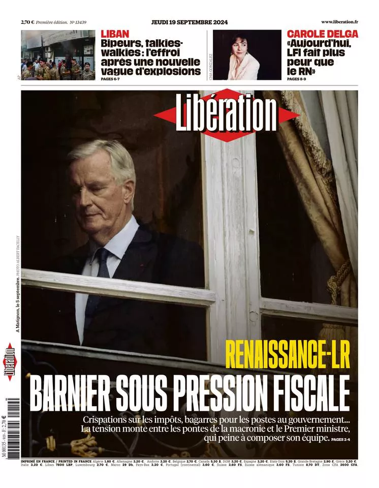 Prima-pagina-liberation-oggi-edizione-di-oggi-18-09-2024