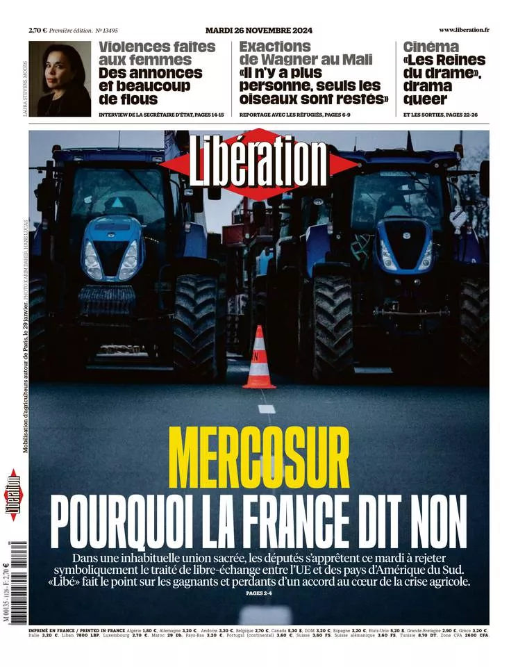 Prima-pagina-liberation-oggi-edizione-di-oggi-25-11-2024