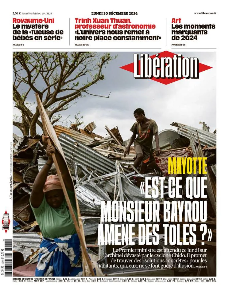 Prima-pagina-liberation-oggi-edizione-di-oggi-29-12-2024