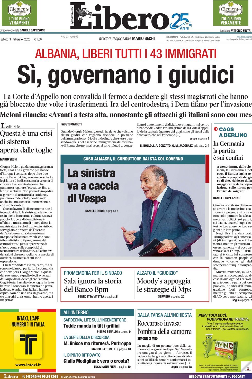 Prima-pagina-libero-edizione-di-oggi-01-02-2025