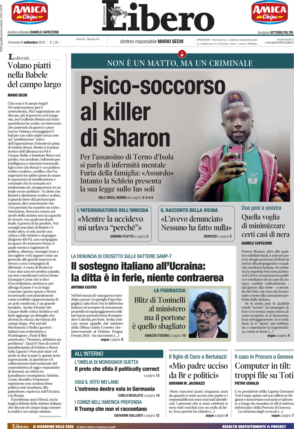 Prima-pagina-libero-edizione-di-oggi-01-09-2024