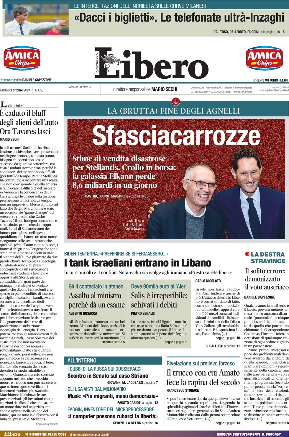 Prima-pagina-libero-edizione-di-oggi-01-10-2024