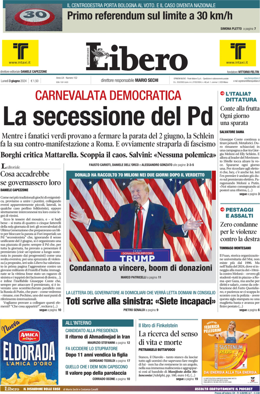 Prima-pagina-libero-edizione-di-oggi-03-06-2024