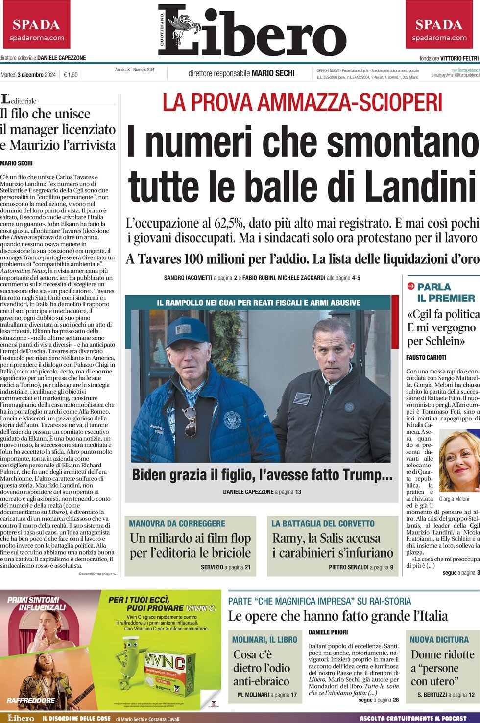 Prima-pagina-libero-edizione-di-oggi-03-12-2024