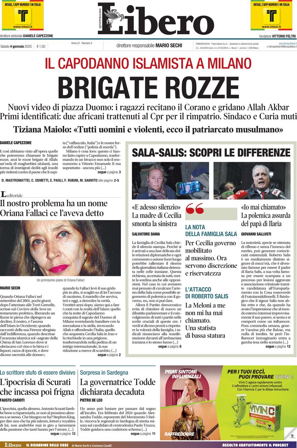 Prima-pagina-libero-edizione-di-oggi-04-01-2025