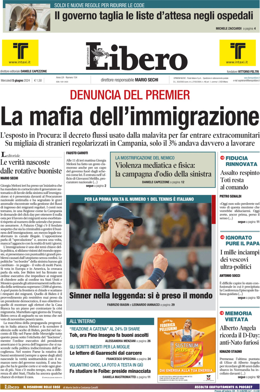 Prima-pagina-libero-edizione-di-oggi-05-06-2024