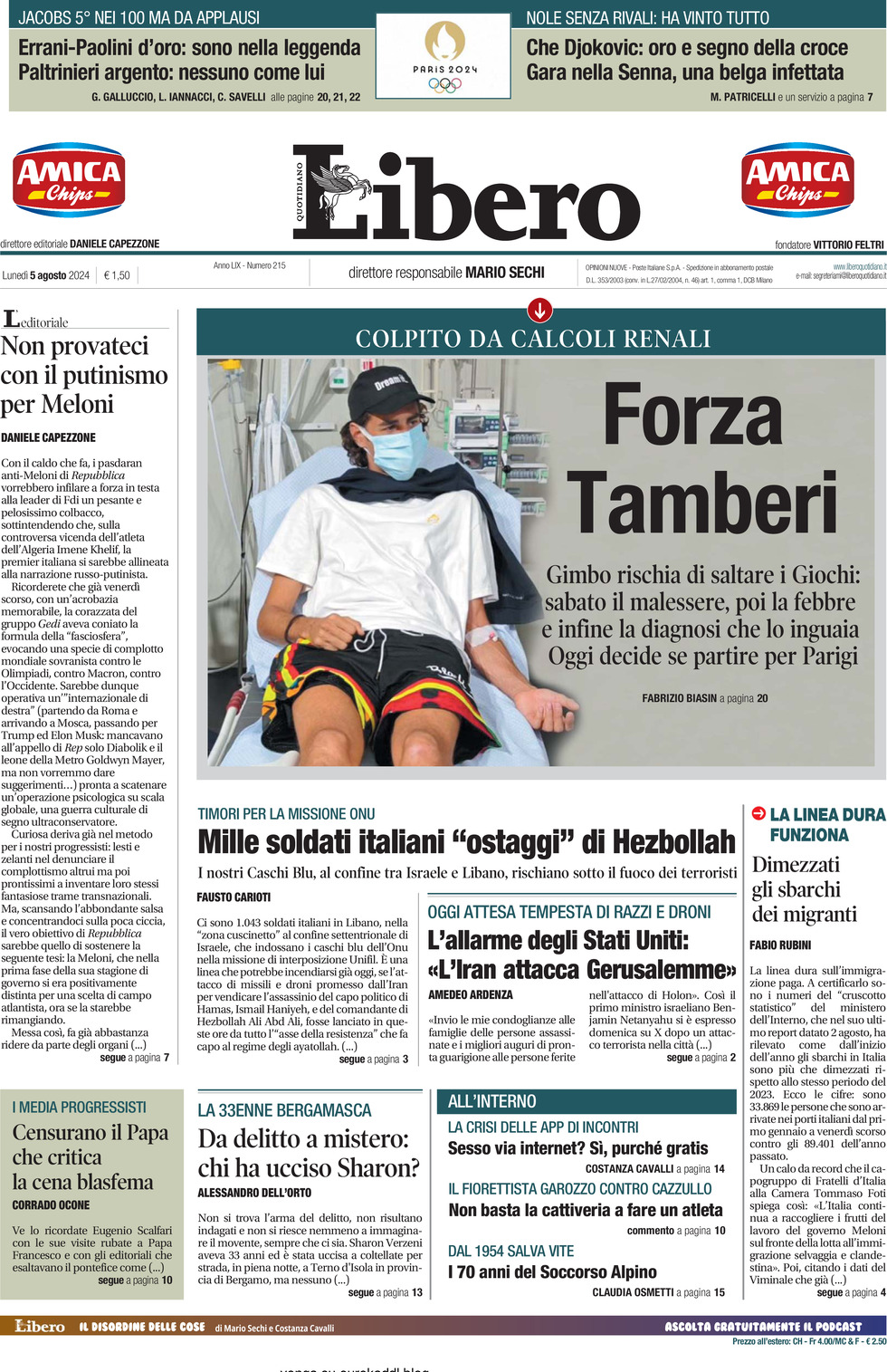 Prima-pagina-libero-edizione-di-oggi-05-08-2024